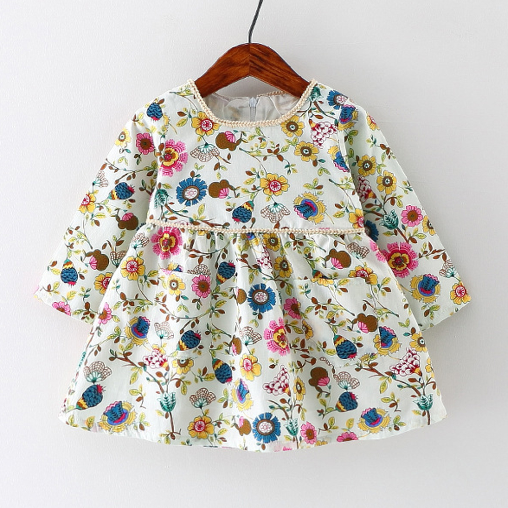 Autumn Baby Girl Dress Cotton Infant Dress Floral Print ...