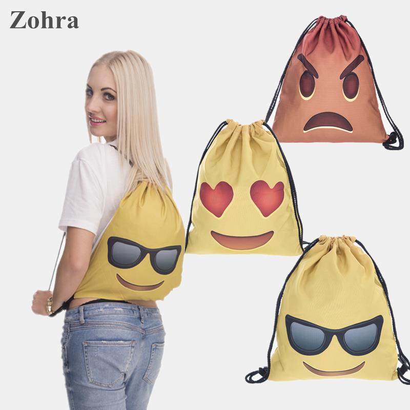 Emoji 3D printing Women s Men s Gym Bags Handbag String Daypack mochila feminina bolso de