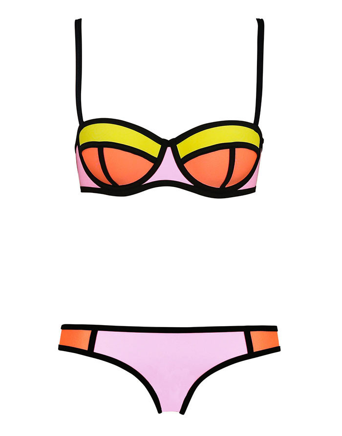 2015 vintage biquini women triangl Swim suit Bandeau swimsuits Solid Bikinis vintage Set Print Swimwear swimming suit (4)