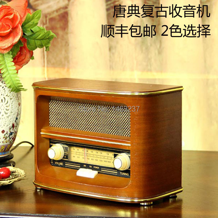FREE SHIPPING Portable Radio am fm Wooden Vintage Radio Antique Desktop Radio mp3