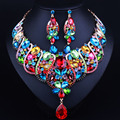 Luxury Bridal Jewelry Sets Gold plated Statement Necklace and drop Earrings for Brides Wedding African Jewelry