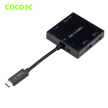 Combo USB-C to SD MMC / Micro SDXC TF Card Reader USB 3.1 Type C to 3 Ports USB 3.0 HUB for Macbook For Google Phone OTG