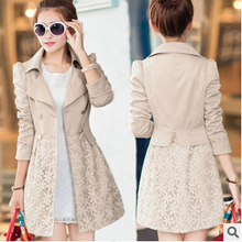 women jacket Stylish new autumn coat Korean Slim lace long section of women’s windbreaker free shipping