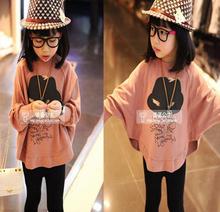 High quality hot sale fashion design cotton girls loose hoodies T shirt kids toddler girls Tees Tops clothes bat sleeve clothes