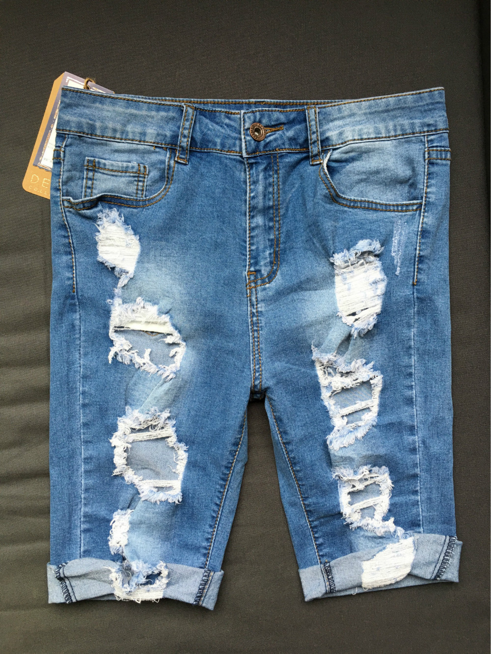 women's high waist ripped hole washed distressed denim shorts jeans