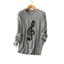 100% pure cashmere note appliques pullovers O-neck long sleeve autumn/winter standard sweaters outwear clothings