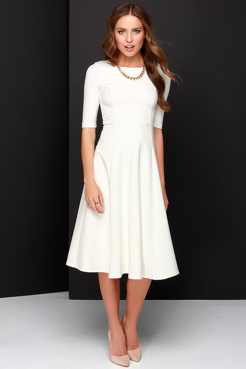 You are here Buy elegant white floral long sleeved midi dresses online. StyleWe also provides loose and plus size dresses for casual occasion.