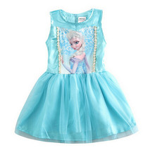 Random Style Character Princess Girls Dresses Fashion Lace Tutus Kids Dresses For Girls Cotton Children Clothing Elsa Anna Dress