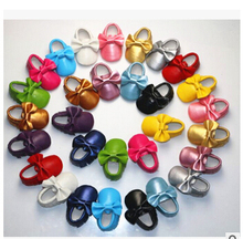 100pairs/lot Leather Baby bow Moccasin