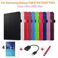 For Samsung Tab E 9 6 Litchi skin Leather stand protective cover For Samsung Galaxy Tab