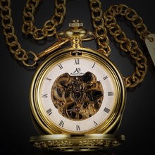 Retro KS Auto Mechanical Skeleton Alloy Golden Case Luxury Copper Key Steampunk Style Pendant Roman Dial