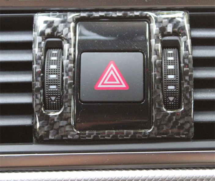 Carbon Fiber Middle Console Security Warning Light Frame Decorative