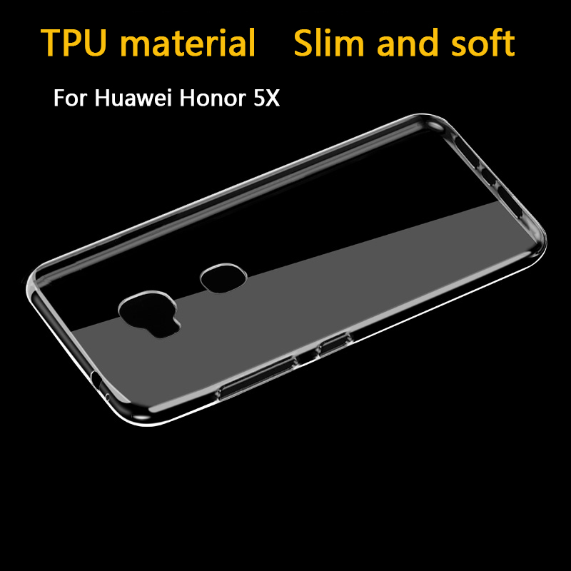 Huawei Honor 5X case KAKS Brand Ultra thin Transparent TPU Soft Protective Back Cover Case For
