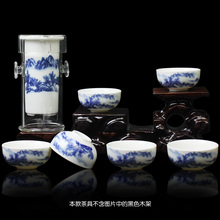 Freeshipping Glass kungfu black tea set blue and white tea Large red tea teapot 7pcs glass