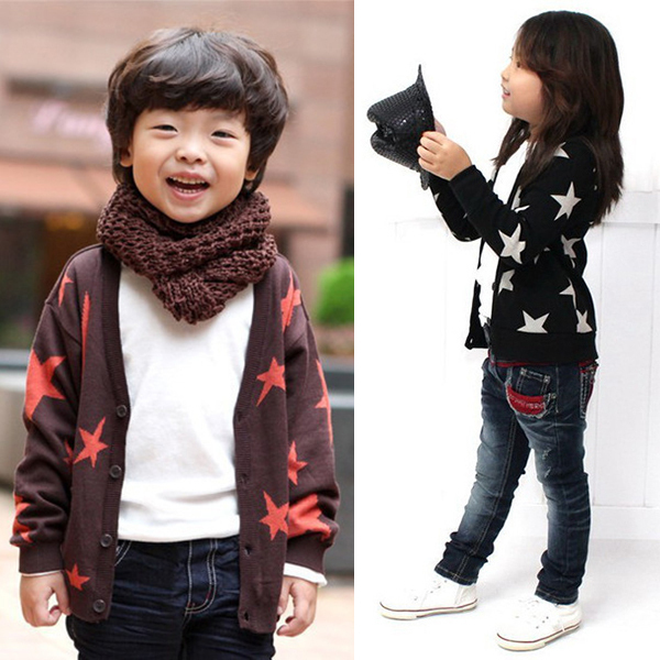 Гаджет  Kids Baby Boy Girl Cotton Star Print Knit Cardigan Sweater Casual Coat Tops 1-6Y Free Shipping None Детские товары
