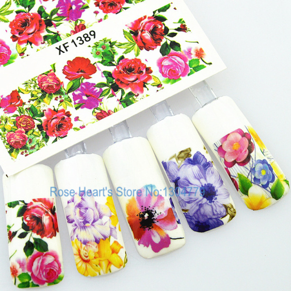 Free Shipping 5 Sheets Nail Art Flower Water Tranfer Sticker Nails Beauty Wraps Foil Polish Decals