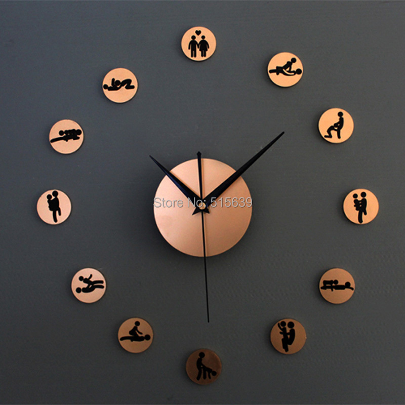 Metallic Creative Sexual Positions Stickers Diy Wall Clocks Home