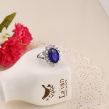 Fashion Imitation Diamond Jewelry Wedding Ring British royal Princess Kate Prince William Sapphire Ring For Women