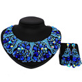 Luxury High quality full rhinestones necklace and earrings sets imitation sapphire bridal wedding jewelry sets