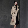 Winter Women British Women Runway Street Casual Bodycon Coat Double Breasted Long Patchwork FashionTrench High Quality