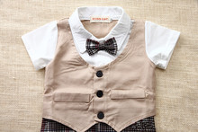 Baby boy romper baby clothes College waistcoat bebes infant Gentleman romper Toddler kid s jumpsuit newborn