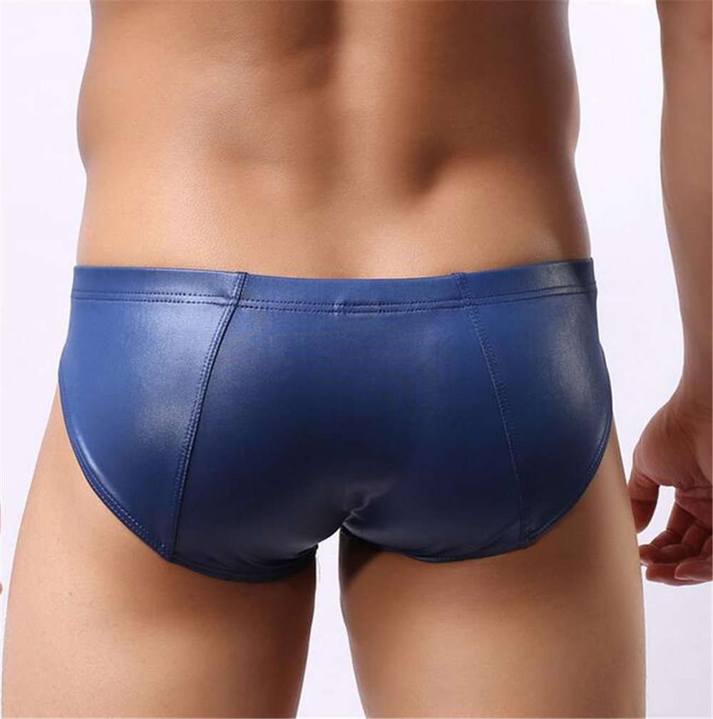 Best Fashion Mens U Convex Underwear Wild Mens Faux Leather Briefs Men High Quality Seamless