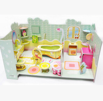 2015 Продажа 3D трехмерные головоломки ванная комната бумажная модель Дизайнеры игрушки для детей brinquedos дети educativo