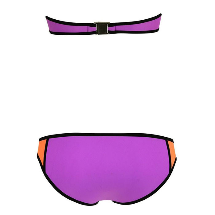 2015 Hot Sale triangl NEOPRENE BIKINI Zipper Push Up Padded Bra Swimsuit zipper top neon Bottoms Neoprene Swimwear For Women (2)