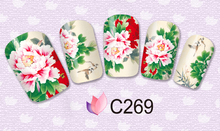 1 sheet Bright Coloured Peony Water Transfer Nail Art Stickers Decals Full Nail Foils Wraps Manicure