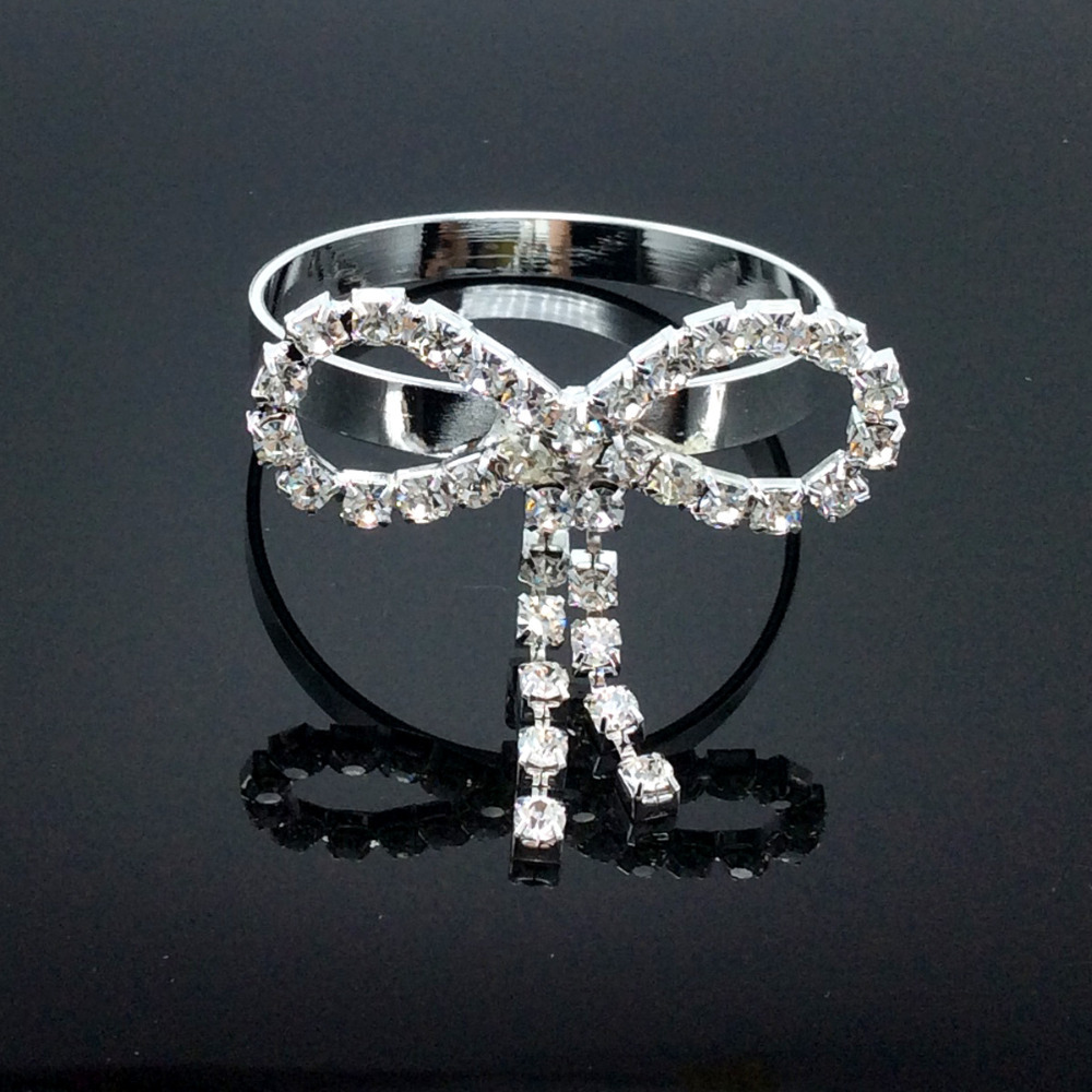 100 pieces/lot Diamond Butterfly Bow Napkin Ring Serviette Holder Wedding Banquet Dinner Decor Favor