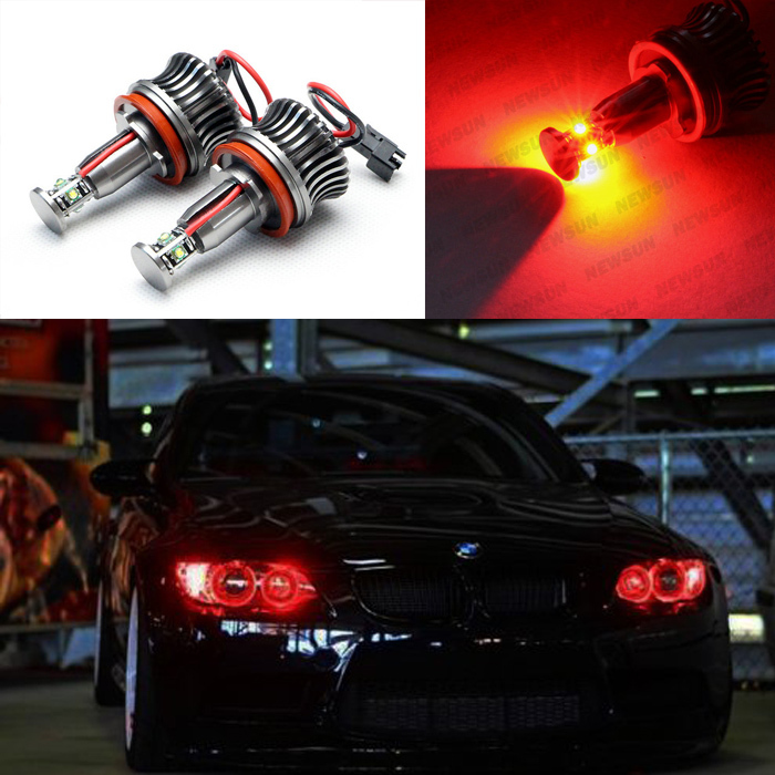 20W red Led Angel Eye Halo light Bulbs Kit H8 Light Lamp For BMW 1 3 5
