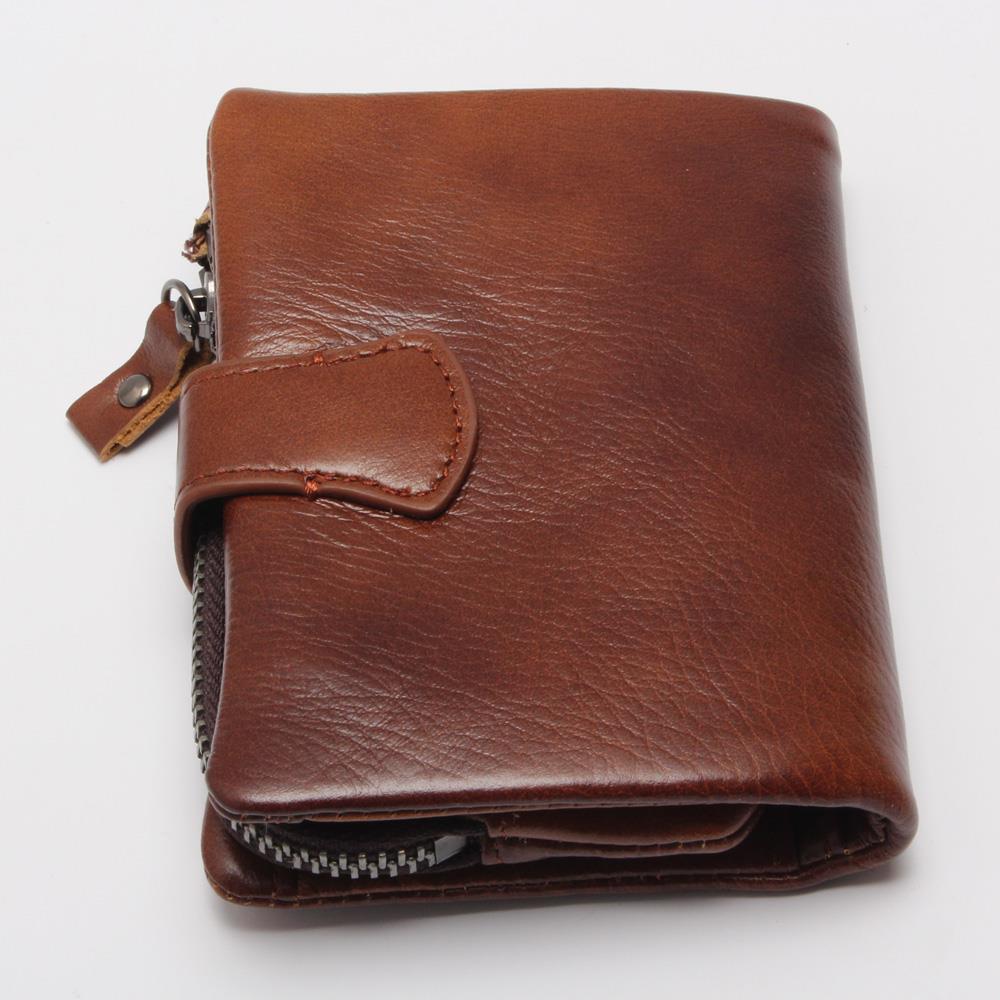Removeable Zipper Pocket Men vintage Wallets 100% Oil Wax Genuine Leather Wallet Fashion Brand ...