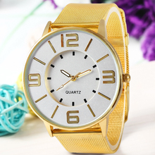 2015 año nuevo Vintage inoxidable del oro de lujo banda de cuarzo grande del Dial ocasional del todo fósforo relojes hombre Unisex Relogio