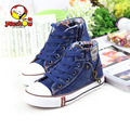 2015 Spring YEESHOW Brand High Kids Denim Sneaker Boy Girl Canvas Skateboarding Shoes Wear Resistant Nonslip