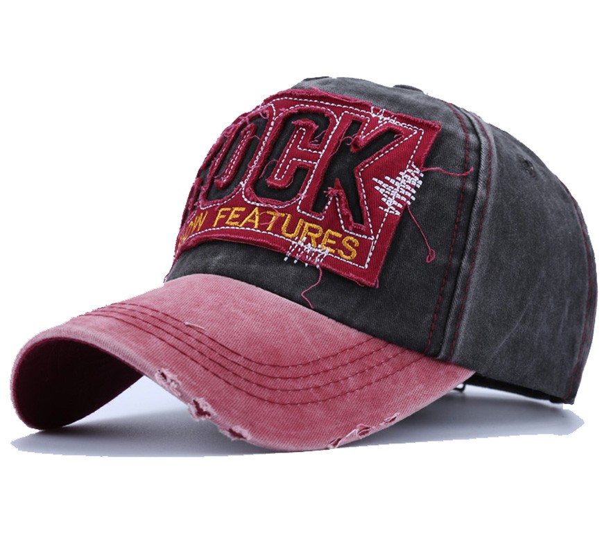 Letter Rock Embroidery Cotton Baseball Cap for Men Women Outdoor Sport Sun Hat