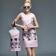 Mother Daughter Dresses 2016 Brand Winter Women Dress Girls Dresses Princess Elegant Printed Mom and Daughter Matching Clothes