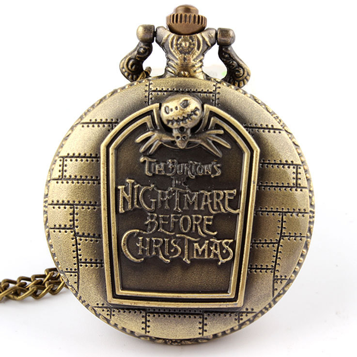 Hot Christmas Nightmare Before Christmas vintage antique pendant necklace quartz pocket watch free shipping p49