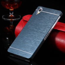 Z1 Fantasy Aluminum Metal Brush Hard Back Case For Sony Xperia Z1 With Logo Ultra Thin