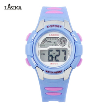 Sports Style Lasika Brand Multicolor Water Resistant Kids Student Alarm Watch Adult and Children Digital LED