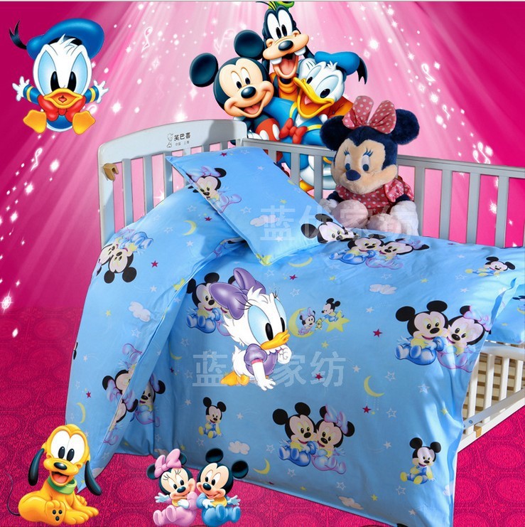 Promotion! 3PCS Mickey Mouse Duvet Cover/Sheet/Pillow Cover,Baby bedding cribs for babies cot set