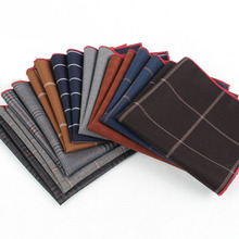 Men Advanced Cotton Grid Stripe Solid Hanky Handkerchief Pocket Square TSBWT0035
