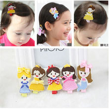 Korean Romantic Fashion Cute Cartoon Princess Embroidery Girls Hairpin Kid Hair Clips Side Clip Baby Hair Accessories