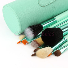 Drop shipping Professional Makeup Brush Set 12 pcs Kit Leather Cup Holder Case kit