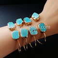 New 24K gold plated adjustable turquoise bangles natural stone adjustable banglesWT B097