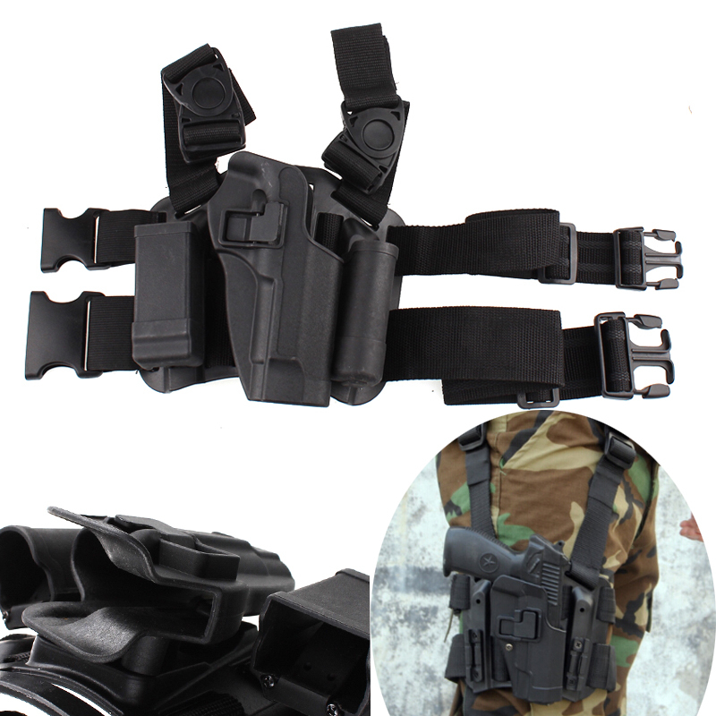 Quick Release Outdoor Hunting CS Game Tactical Puttee Thigh leg Belt Bag Handgun Pouch Holster Flashlight Pouch Wrap-around Set
