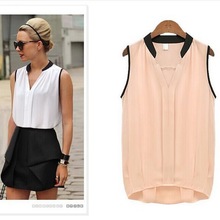 MuLian 2016 Hot Sales Fashion Womens Casual Chiffon Blouse Solid Color Sleeveless Womens Tops V-Neck Women Shirt Wild Style