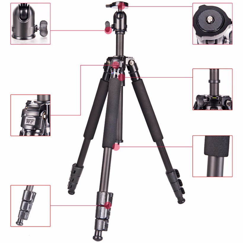 Free-shipping-WEIFENG-WF3642B-Aluminium-portable-travel-photography-professional-camera-tripods-for-slr-stand-photo-monopod