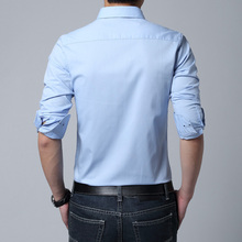 2015 New Spring Fashion Brand Men Clothes Solid Color Slim Fit Men Long Sleeve Shirt Men