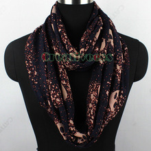 Fashion Stylish Women Girl s Skull Chiffon Soft Infinity 2 Loop Cowl Eternity Endless Circle Scarf