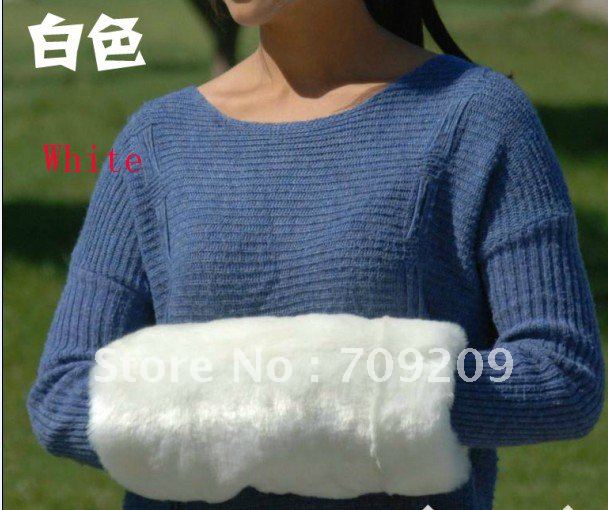 white Faux Fur Arm Warmers hand warmer muff hands warm cage pillow